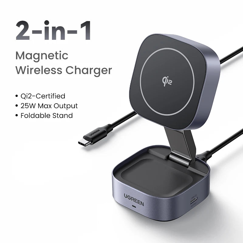 Qi2 2-in-1 Magnetic Wireless Charger Stand