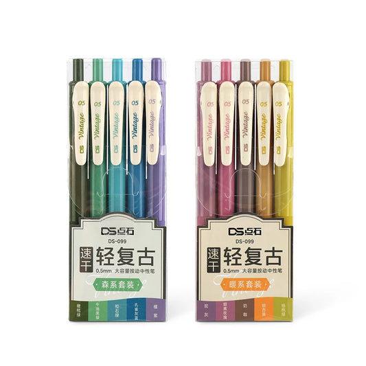 Retractable Colored Gel Pens – Quick Dry 0.5mm Vintage Ink Pens