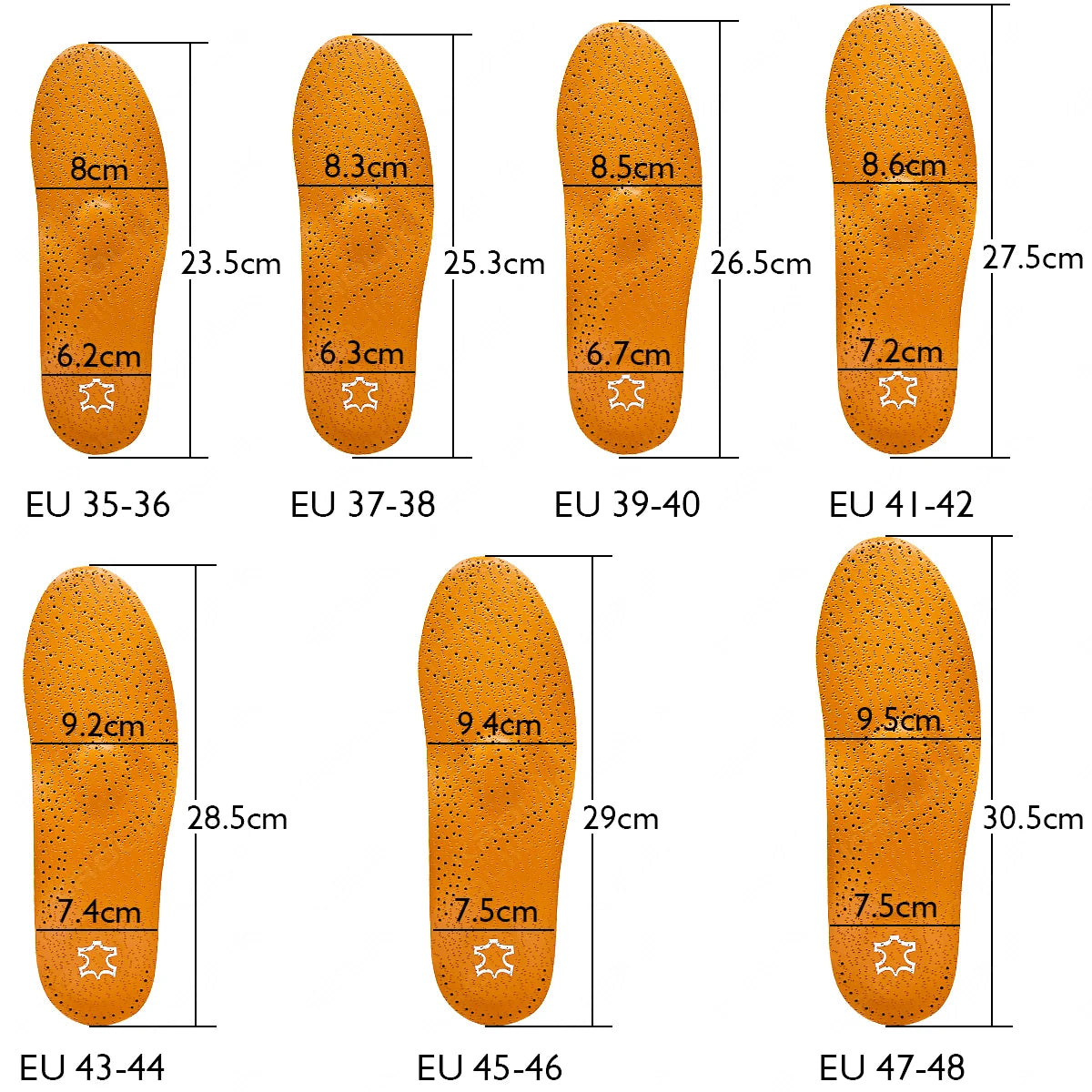 Leather Orthotic Arch Support Insoles