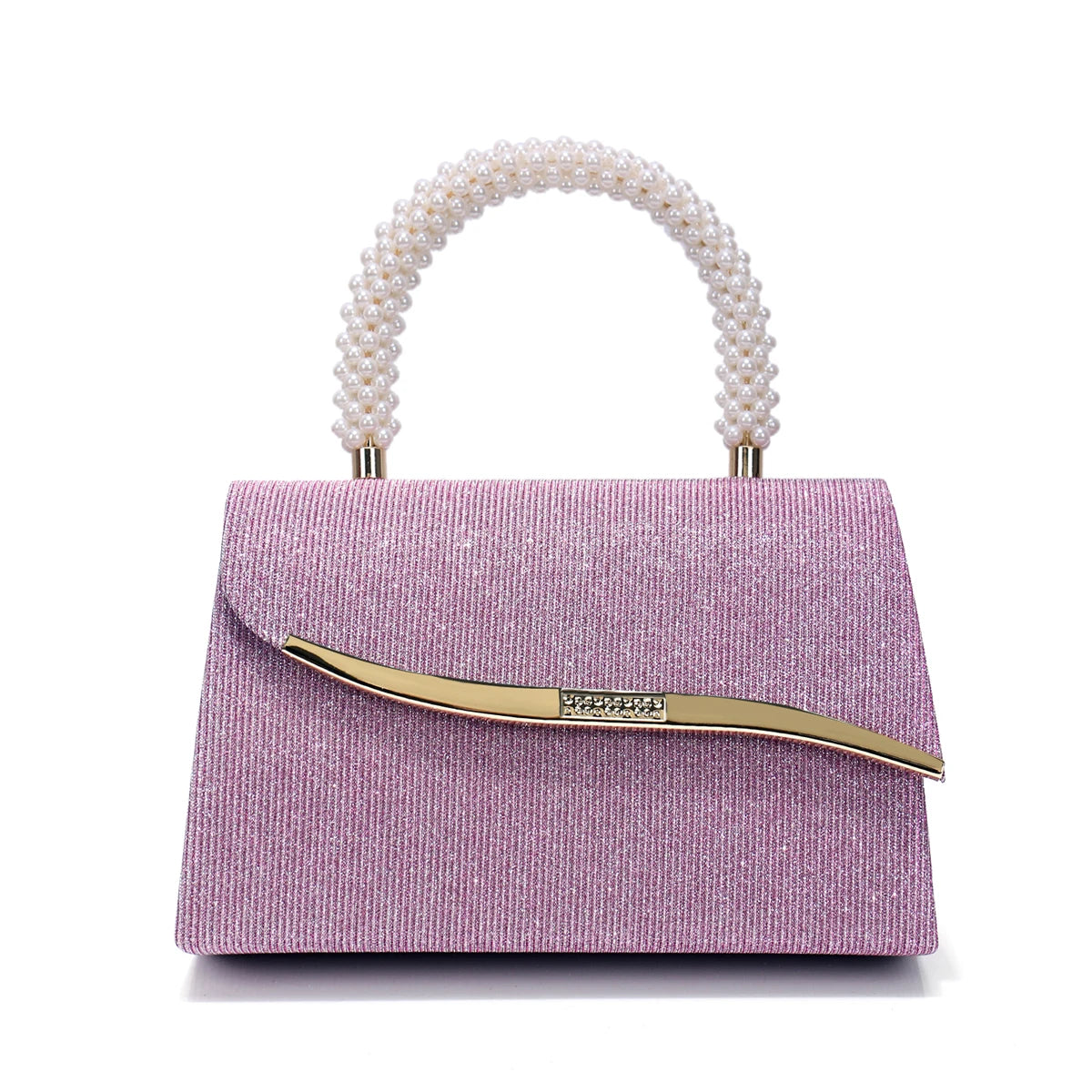 Metal Pearl Glitter Evening Clutch Bag