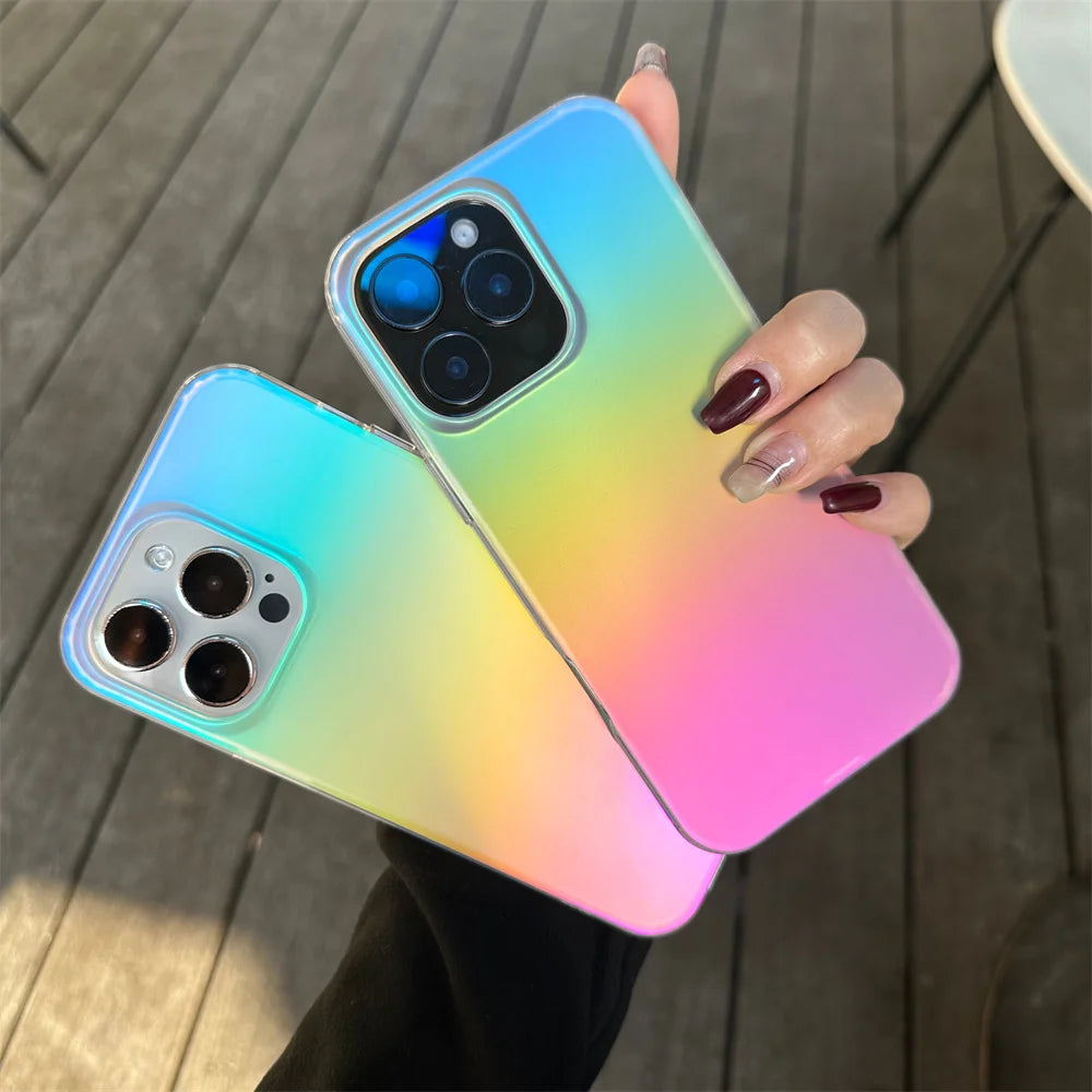 Laser Gradient Rainbow Magnetic Case For iPhone
