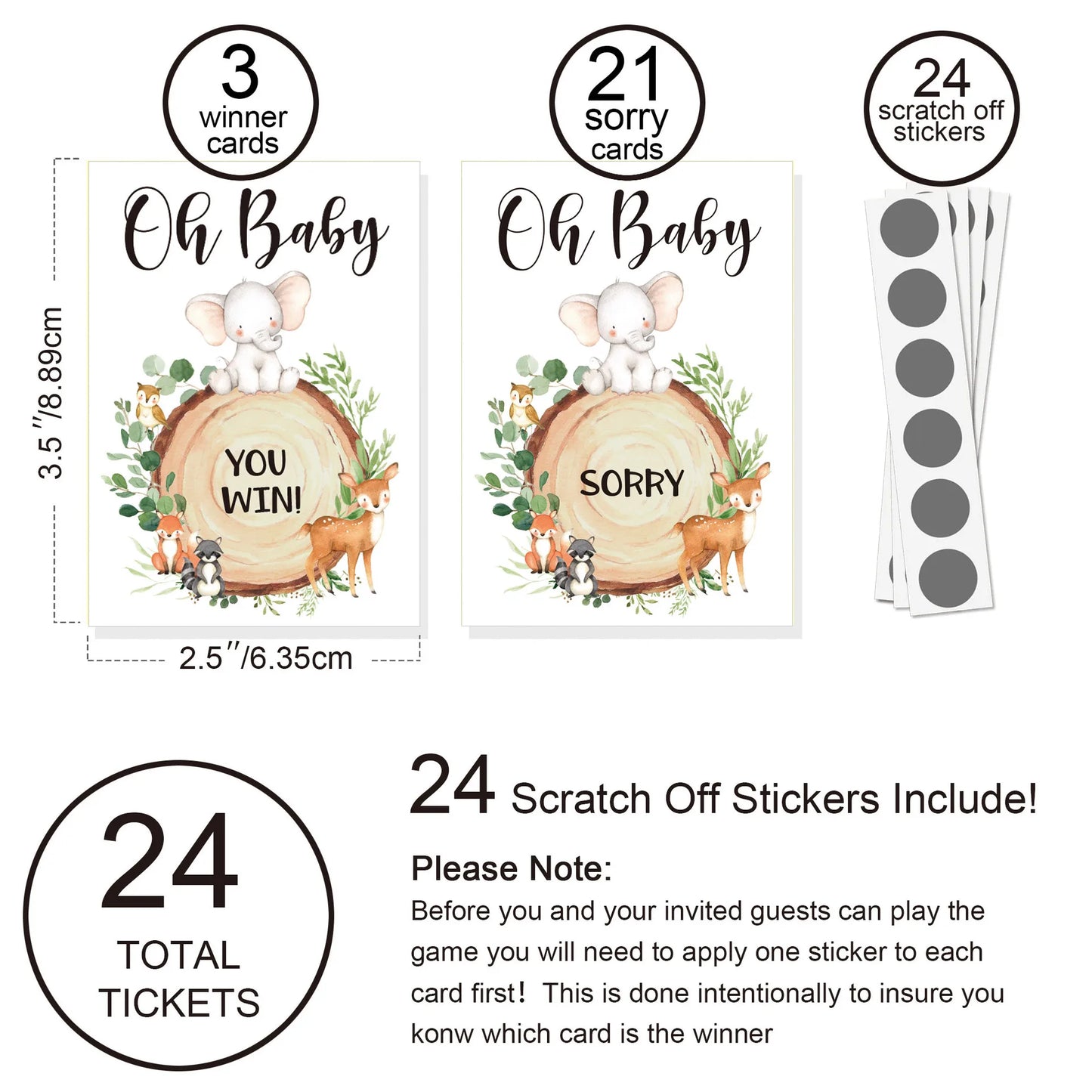 Baby Shower Party Gender Revealing Game Scratch Cards