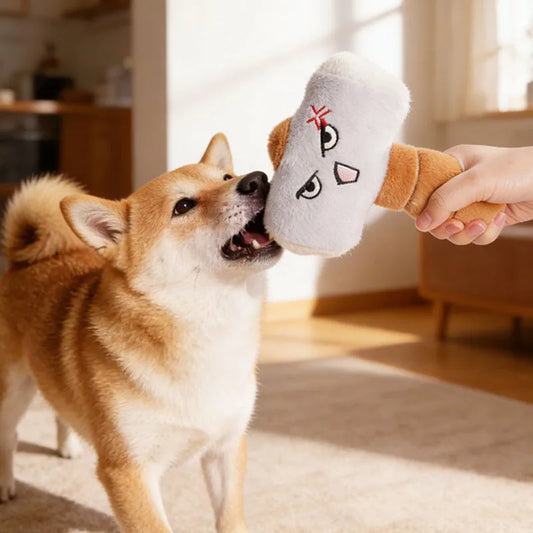 Funny Face Plush Squeaky Dog Chew Toy