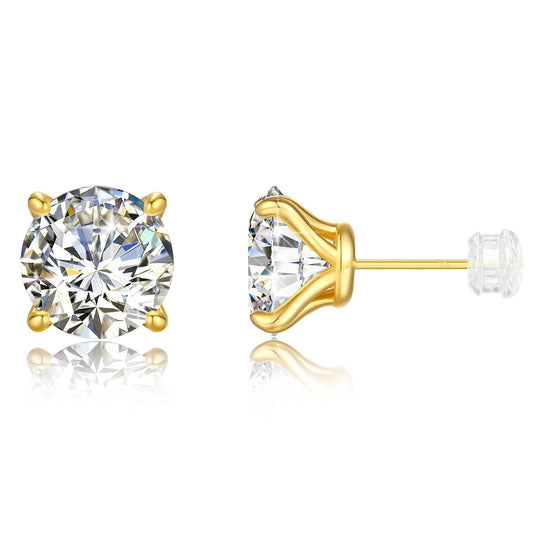 14K Gold Moissanite Stud Earrings