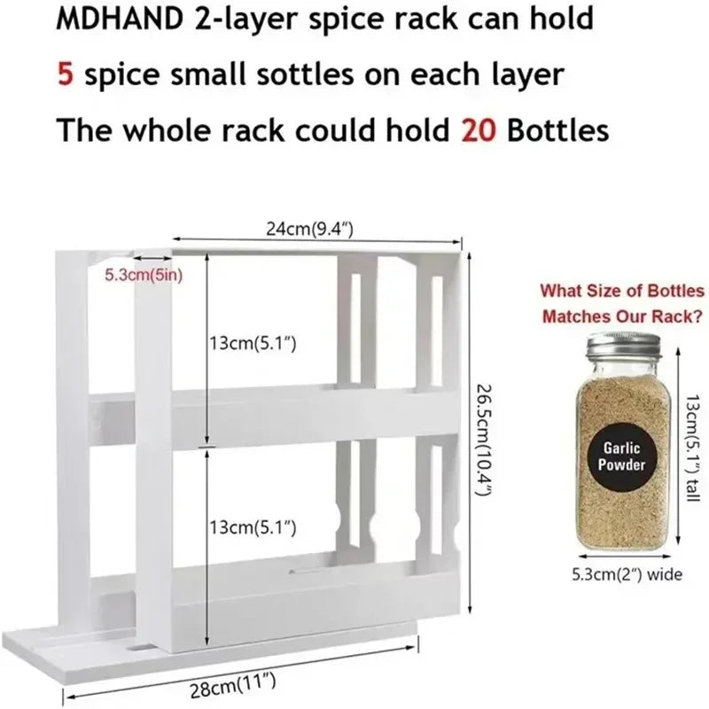 Multi-Function 2 Tier Rotate Spice Storage Rack