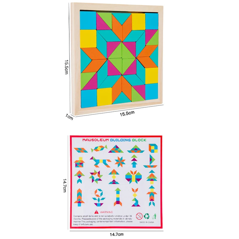 Wood Block Geometric Shape Toddler Puzzle
