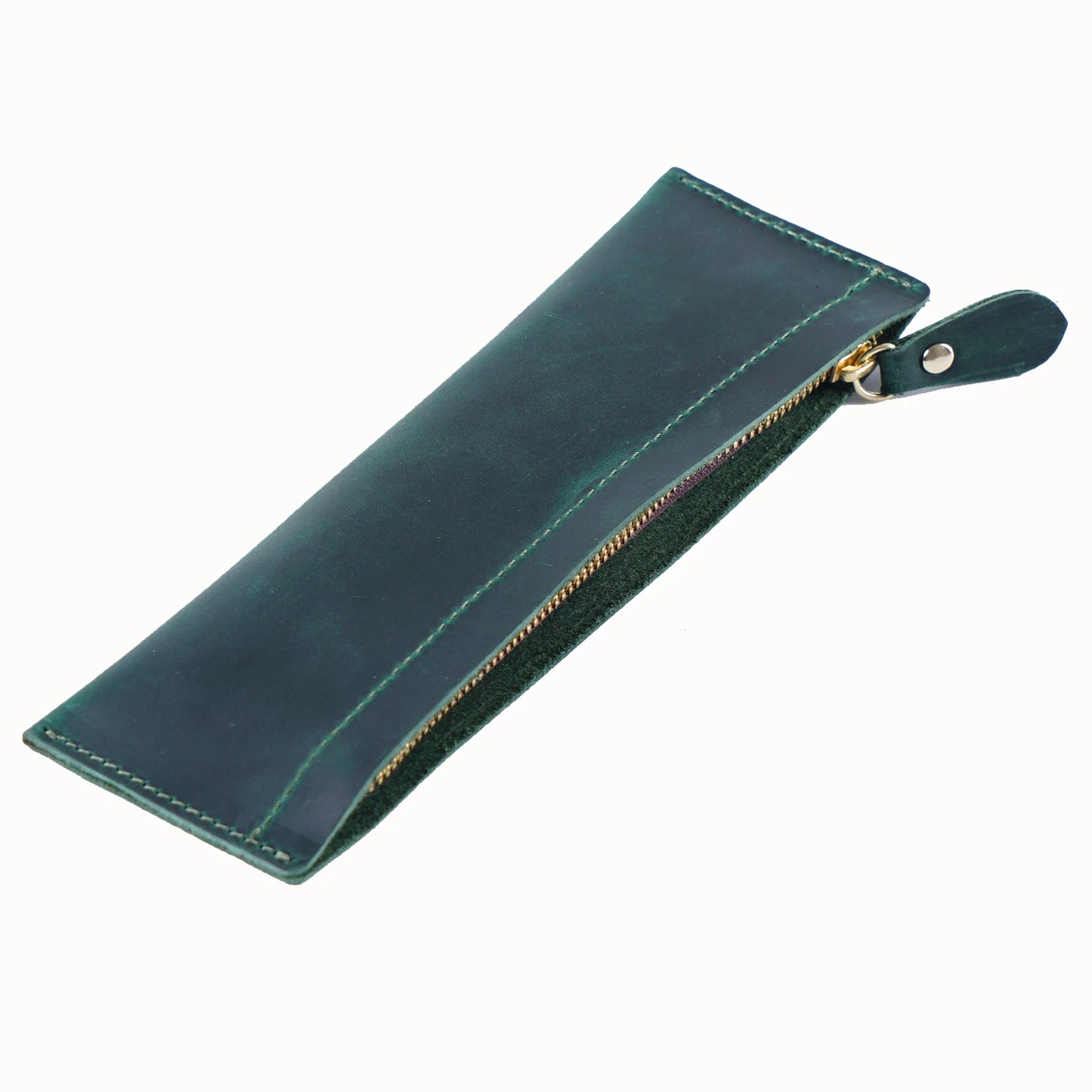 Genuine Leather Handmade Zipper Pencil Case