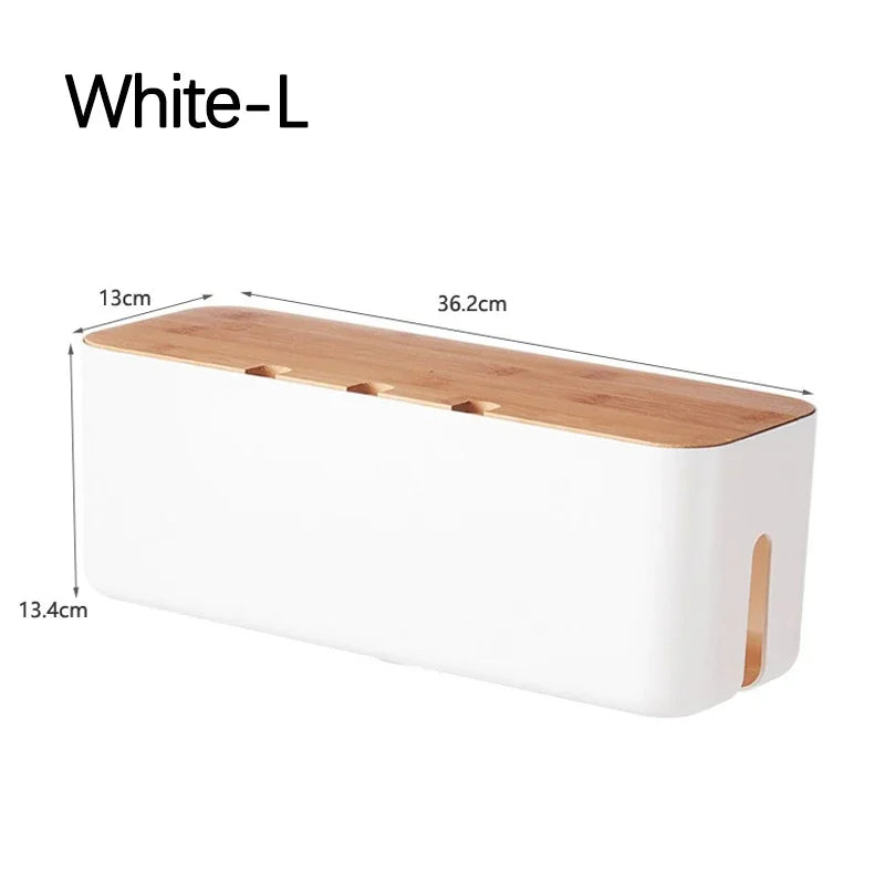 Cable Management Box Bamboo Cover