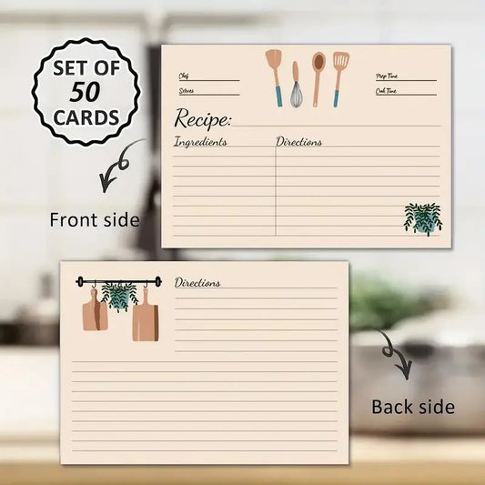 Kitchen Recipe Cards Set for Home Cooking