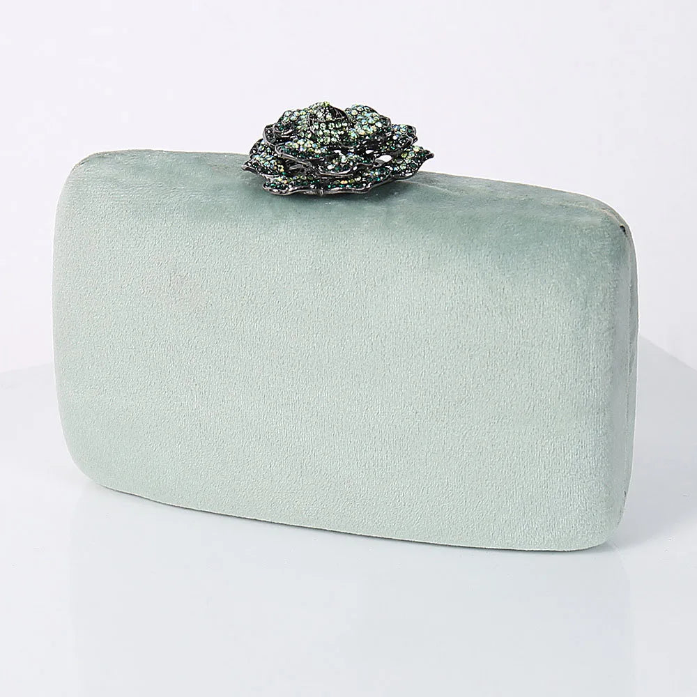 Diamonds Flower Velvet Evening Bag