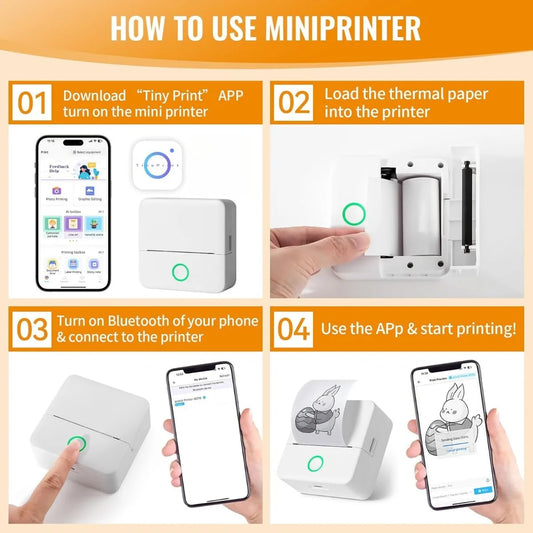 Bluetooth Pocket Thermal Printer & Sticker Paper Set