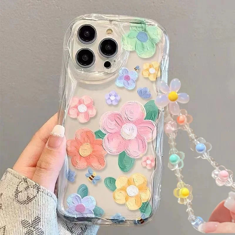 3D Floral Lanyard Phone Case