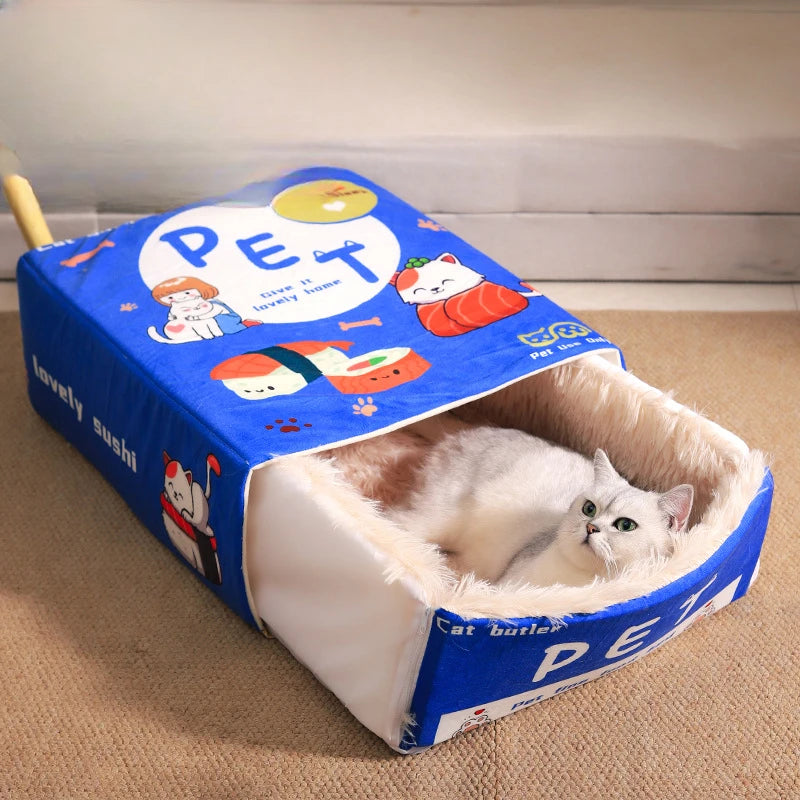 Fully Enclosed Rectangular Cat & Dog Bed