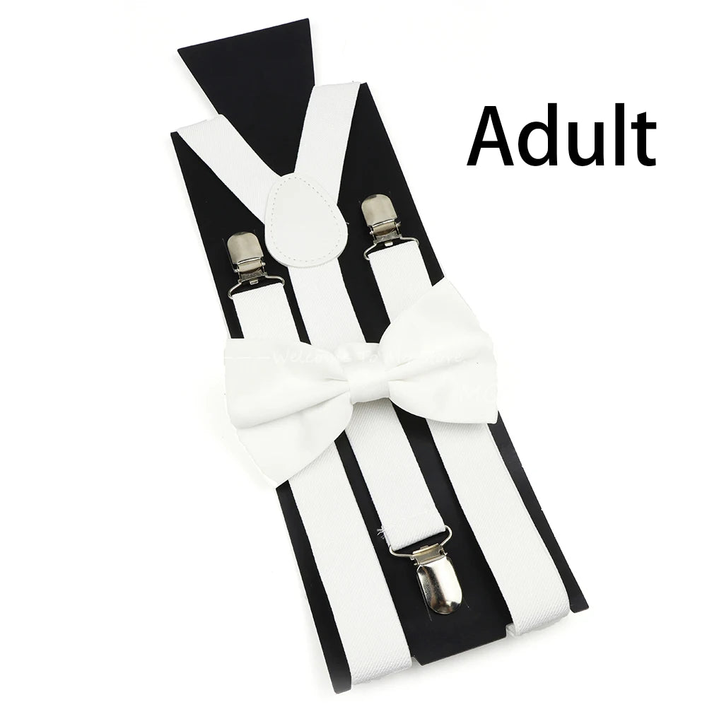 Solid Color Elastic Leather Suspenders