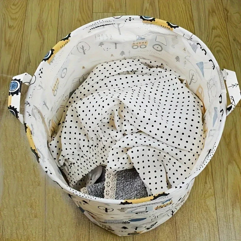 Large-Capacity Foldable Construction Vehicle Laundry Basket