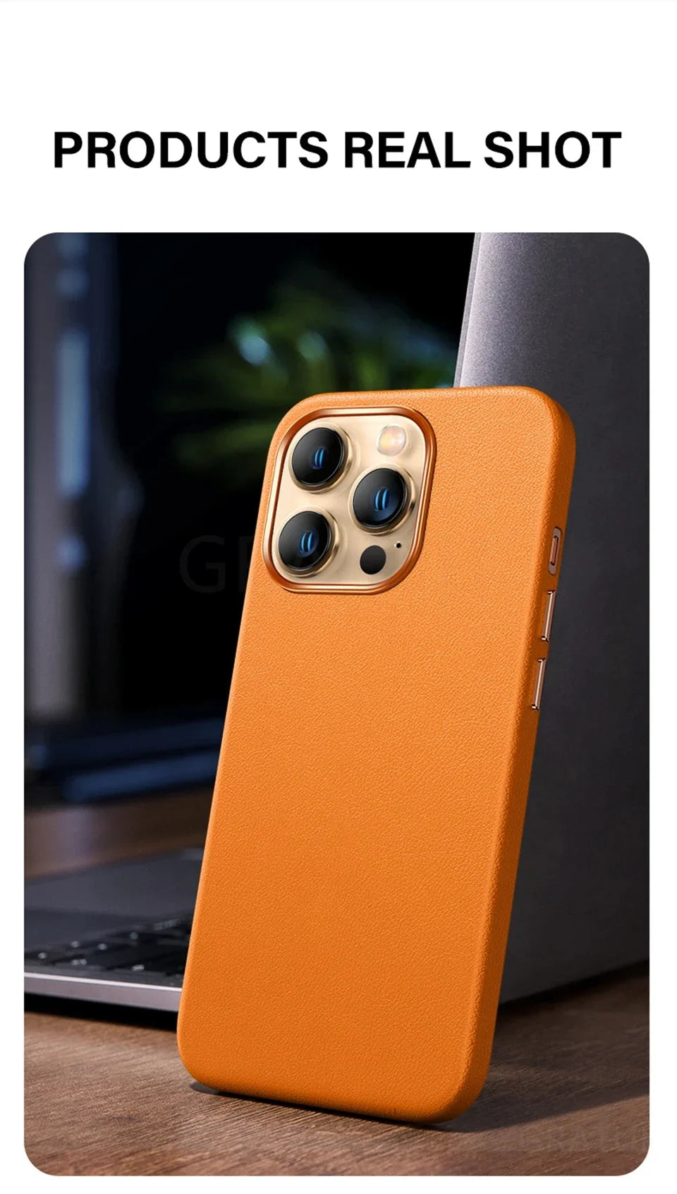 Luxury Leather Magnetic Wireless Charging Case For iPhone