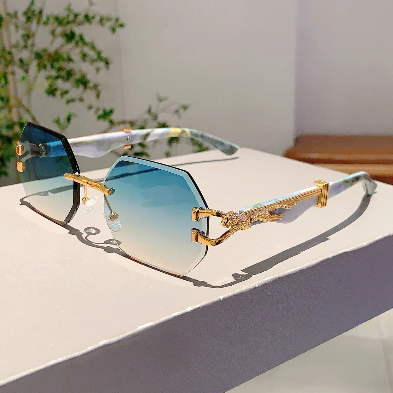 Vintage Rimless Polygon Sunglasses