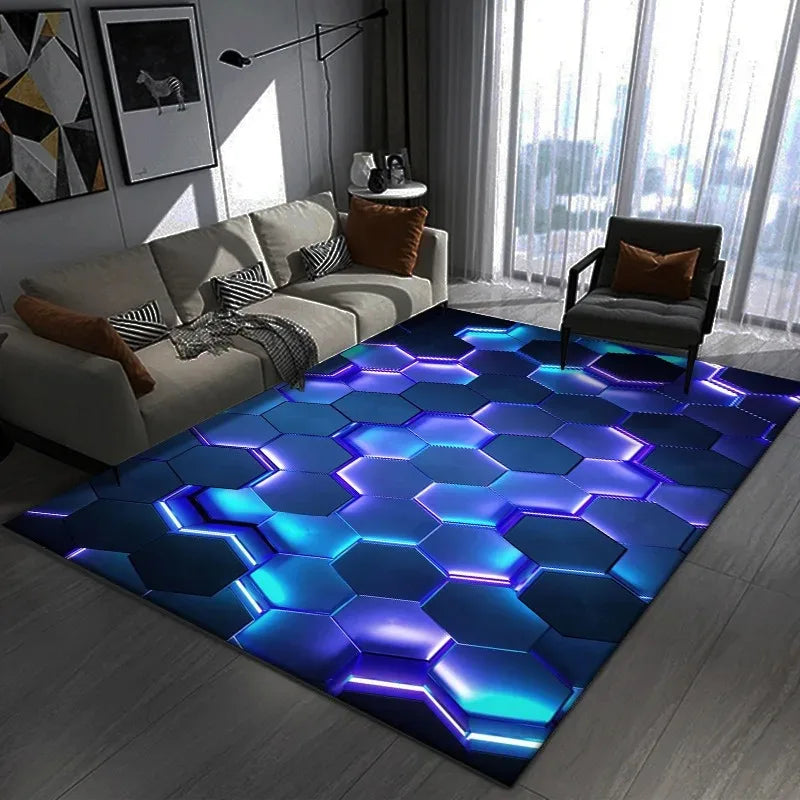 Dazzling 3D Visual Geometry Pattern Carpet