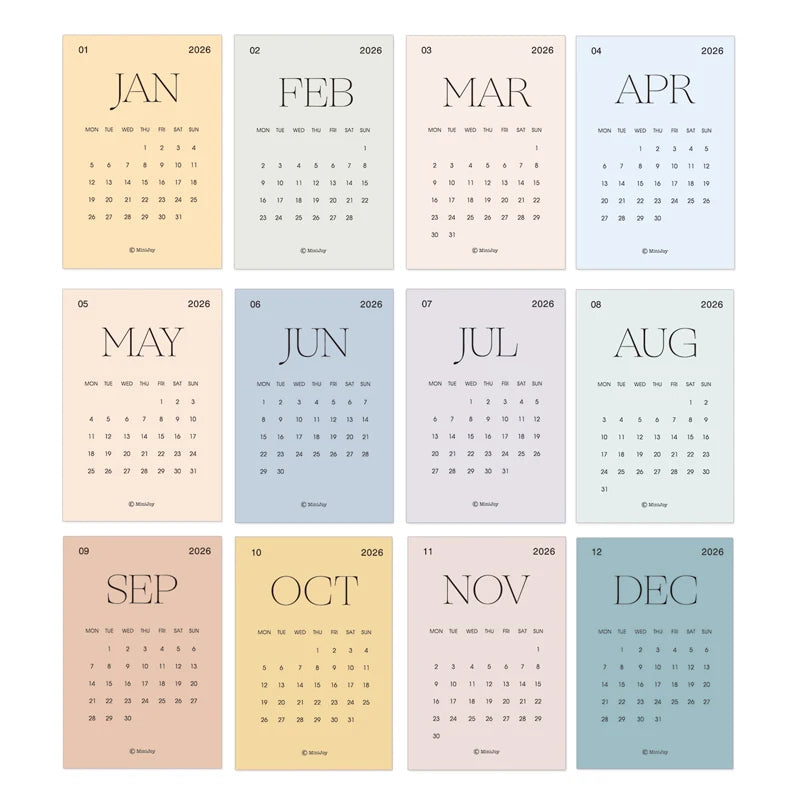 Monthly Calendar Cards for Traveler’s Notebook
