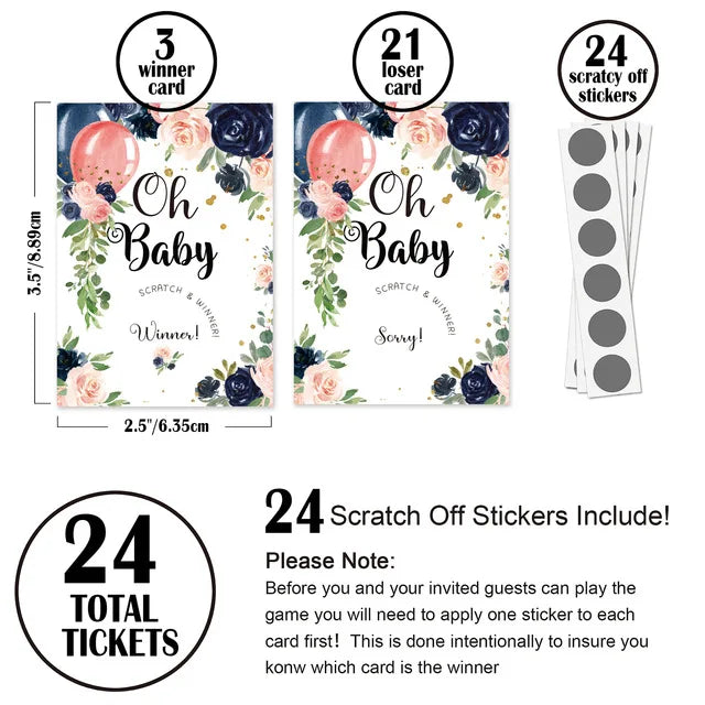 Baby Shower Party Gender Revealing Game Scratch Cards