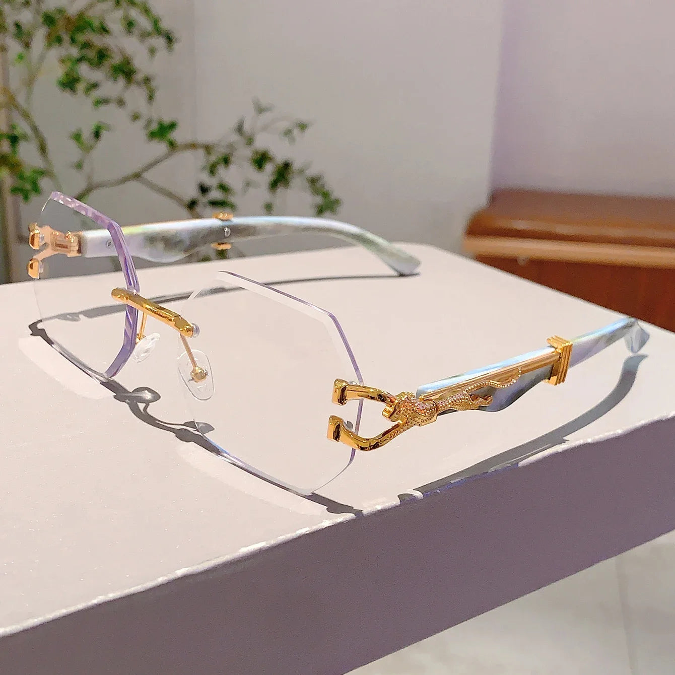 Vintage Rimless Polygon Sunglasses