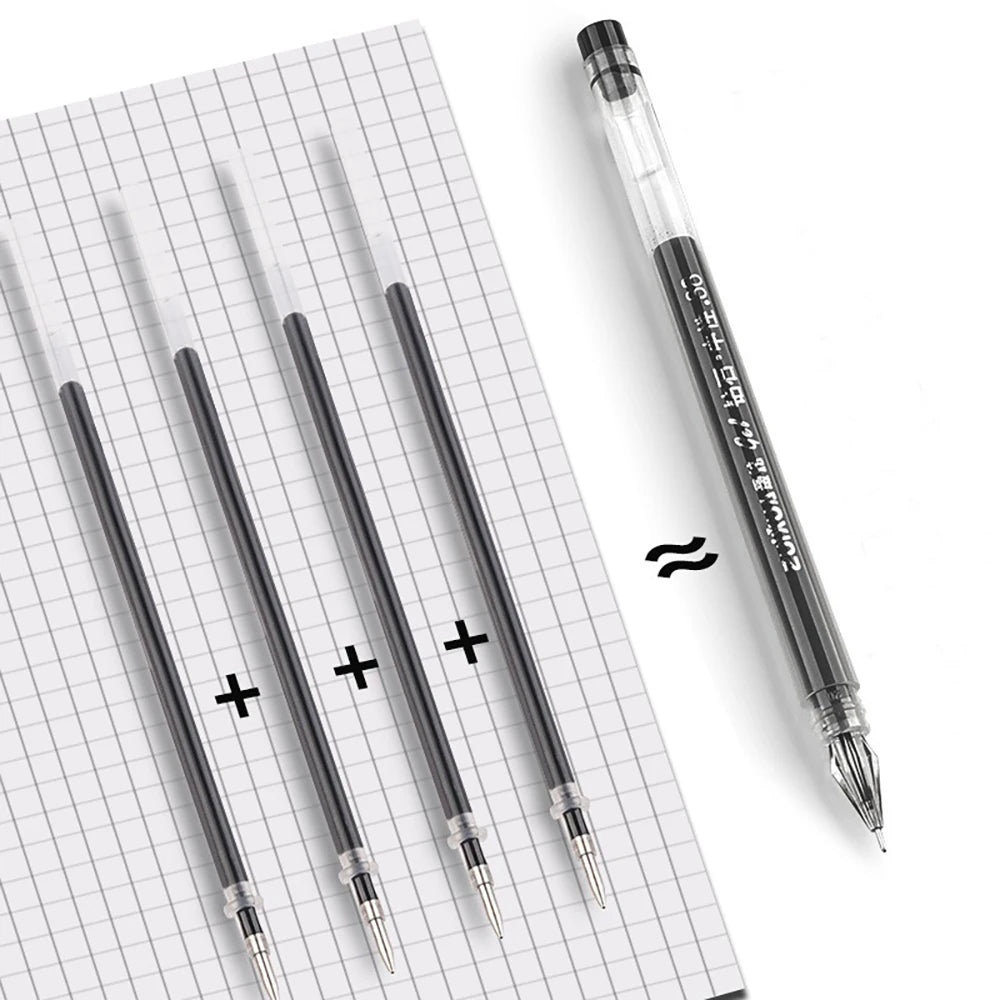 6pcs Large-capacity Ink Diamond Tip Gel Pen 0.38mm Black/Blue/Red Refill