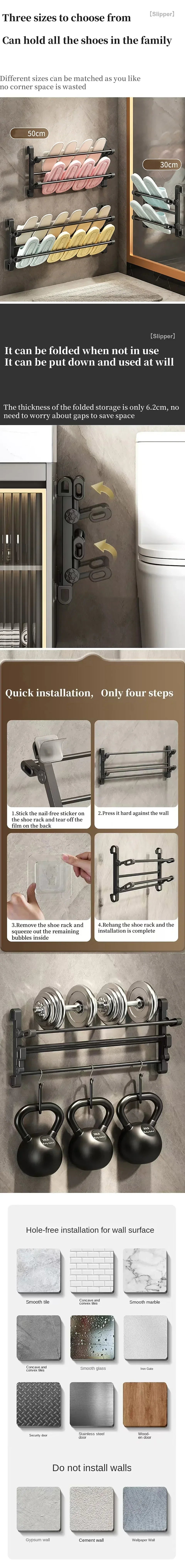 Wall Mounted Shoes And Slippers Rack