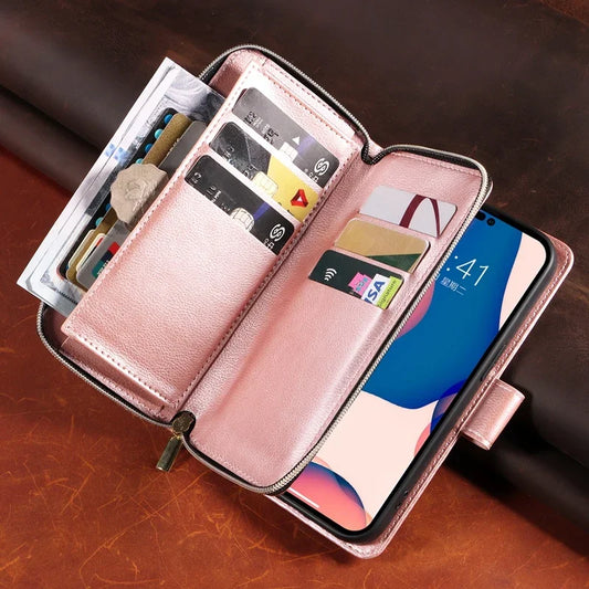 9 Card Slots Leather Case Cover for iPhone