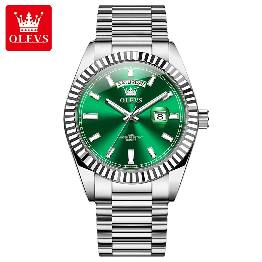 OLEVS Men's Rose Gold Stainless Steel Quartz Watch