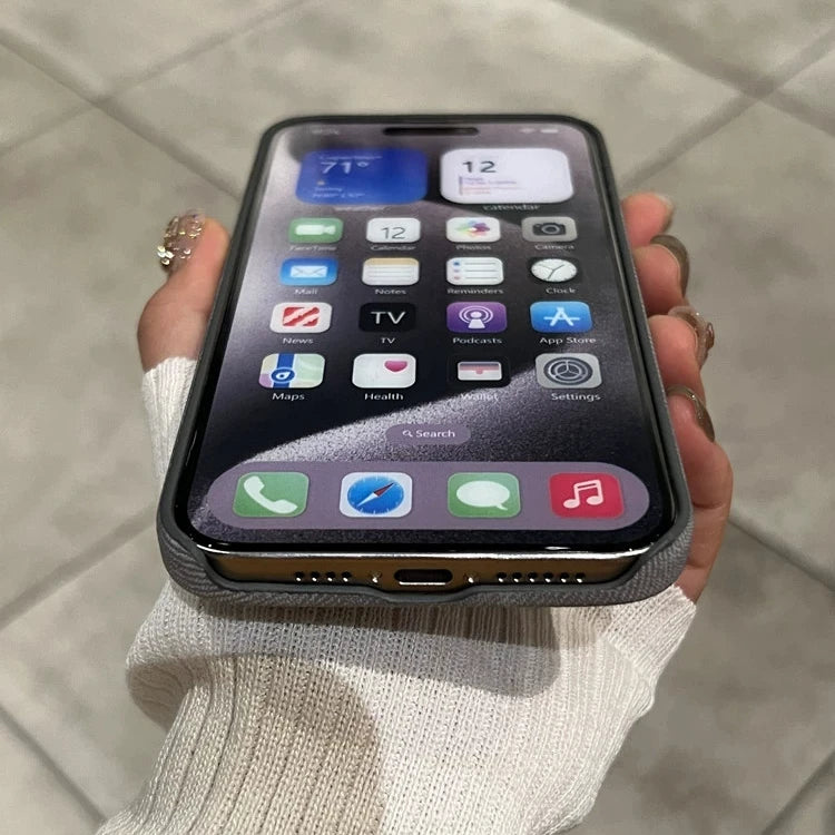Luxury Matte Leather Fabric Case for iPhone