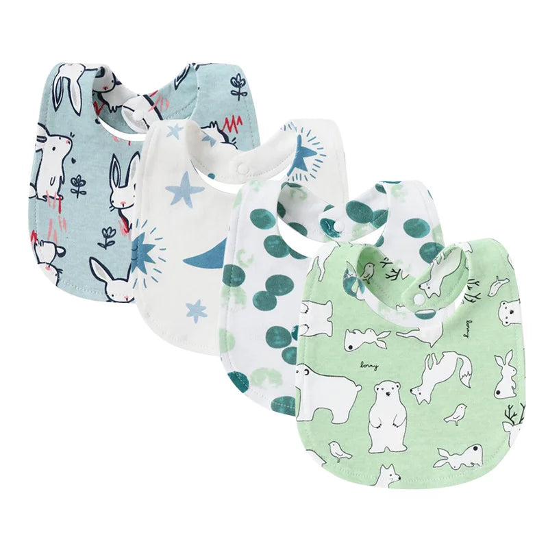 4 Pcs/lot Baby Bibs Double Layer