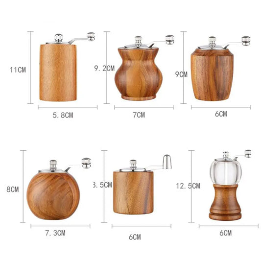 Hand-Crank Wooden Pepper Grinder