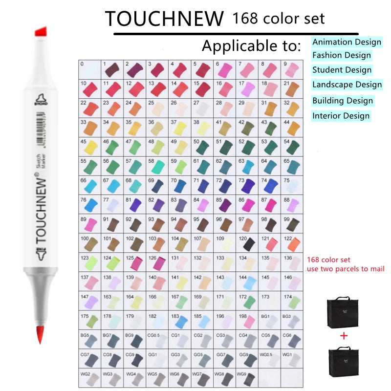 TOUCHNEW Marker 12/30/60/80/168 Colors Soft Brush Markers Pen