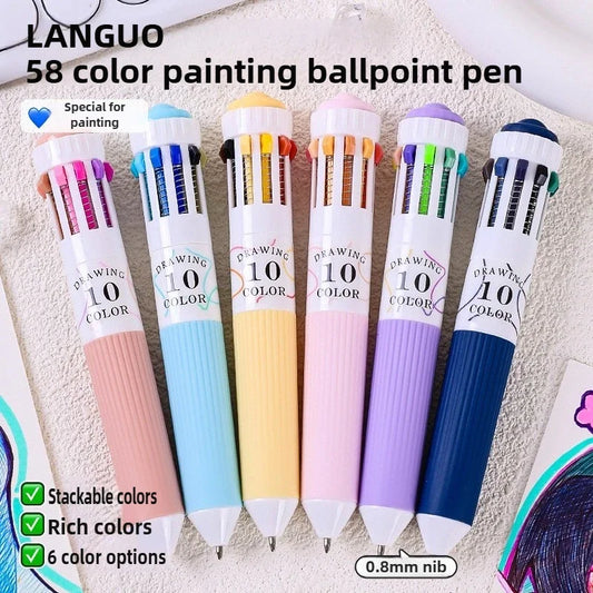 0.8mm Soft Grip Multi-Colour Ballpoint Pen for Drawing & Writing