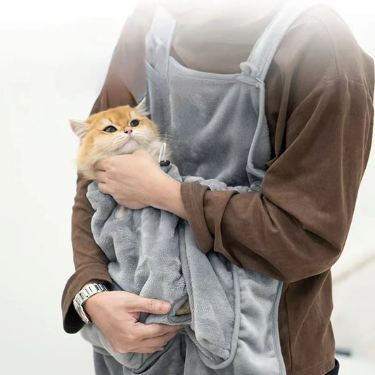 Plush Cat Carrier Apron with Cozy Pouch