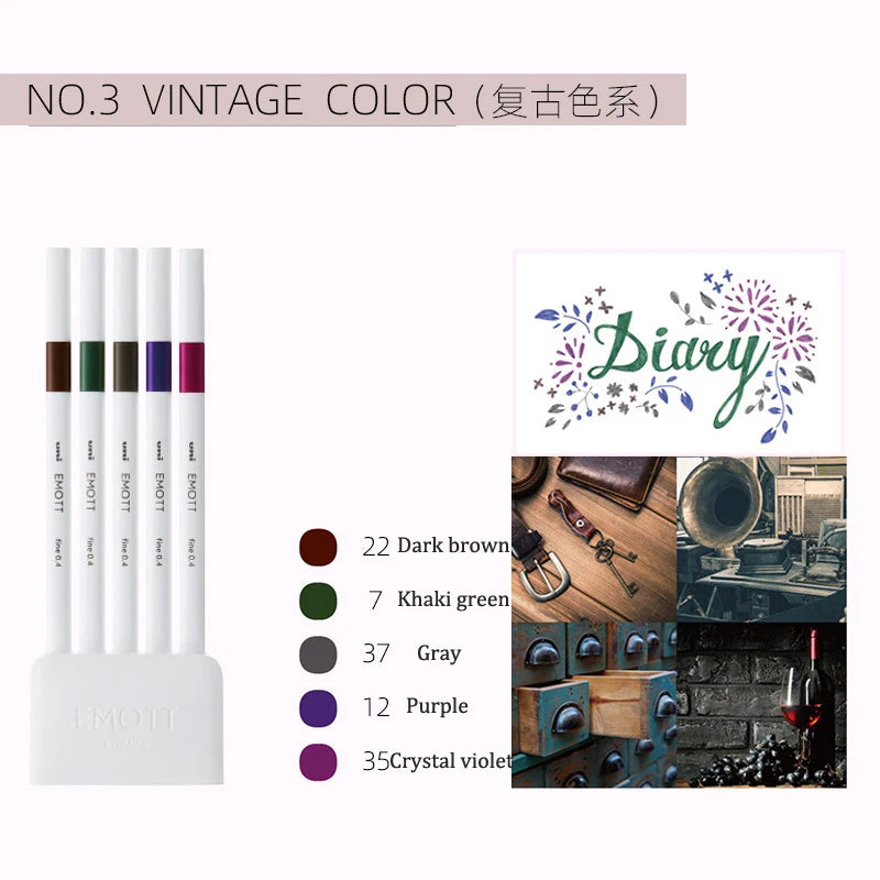 5pc Uni EMOTT Fiber Marker Pen water-based