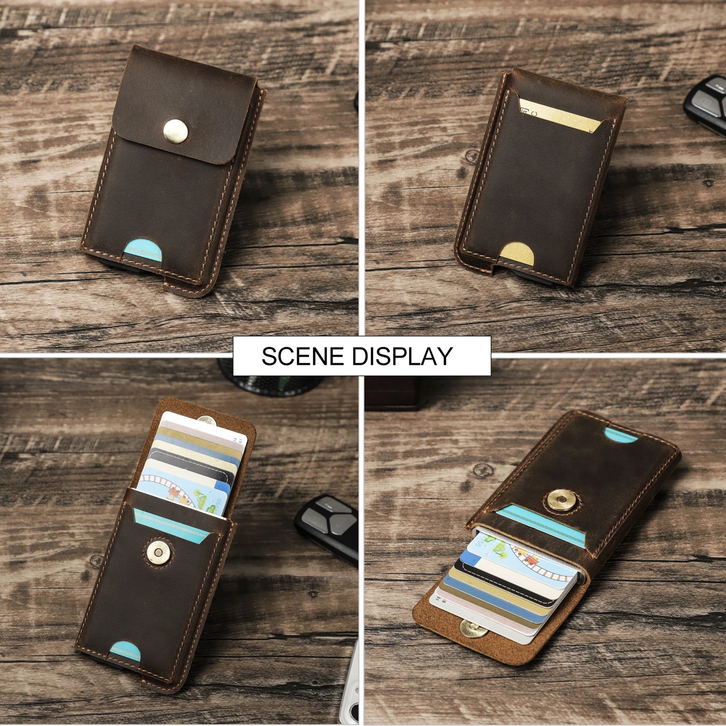 Hiram Vintage Genuine Leather RFID Blocking Card Holder Wallet for Men