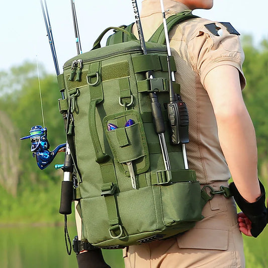 Tactical Fishing Backpack with Rod Holders