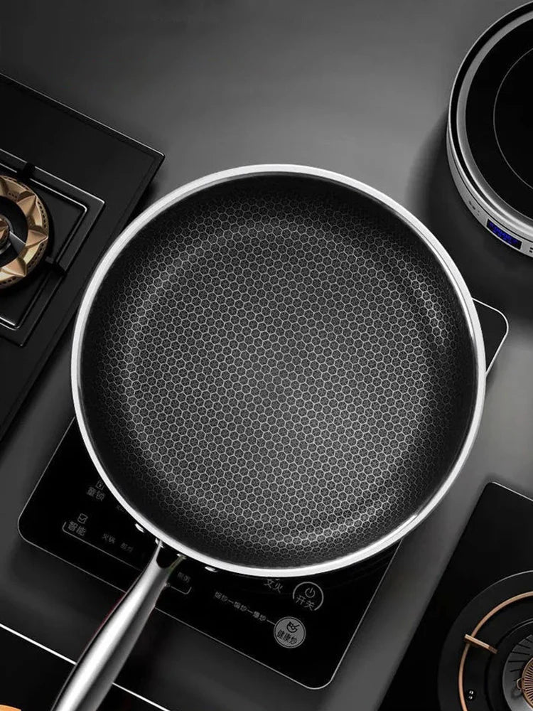 Tri-Ply Stainless Steel Honeycomb Frying Pan