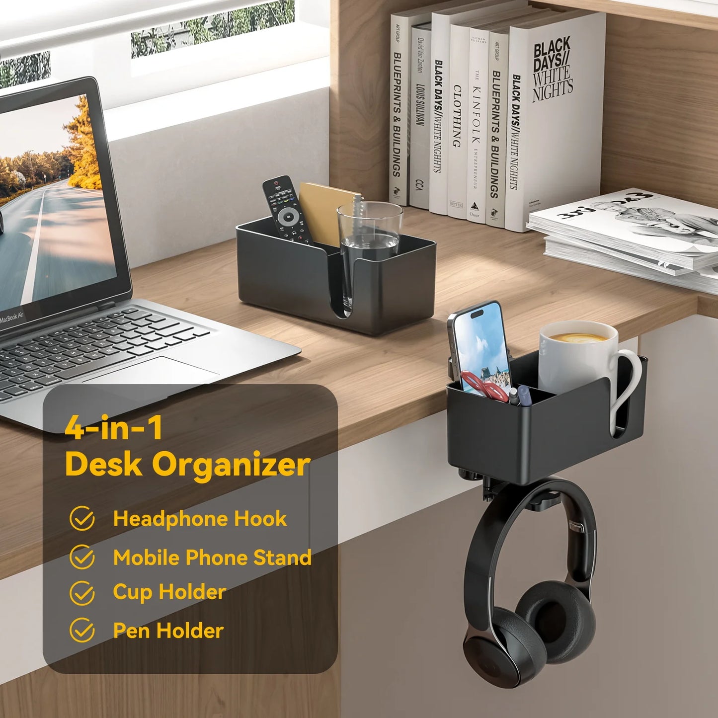 4 in 1 Desk Headphone Hanger Clamp