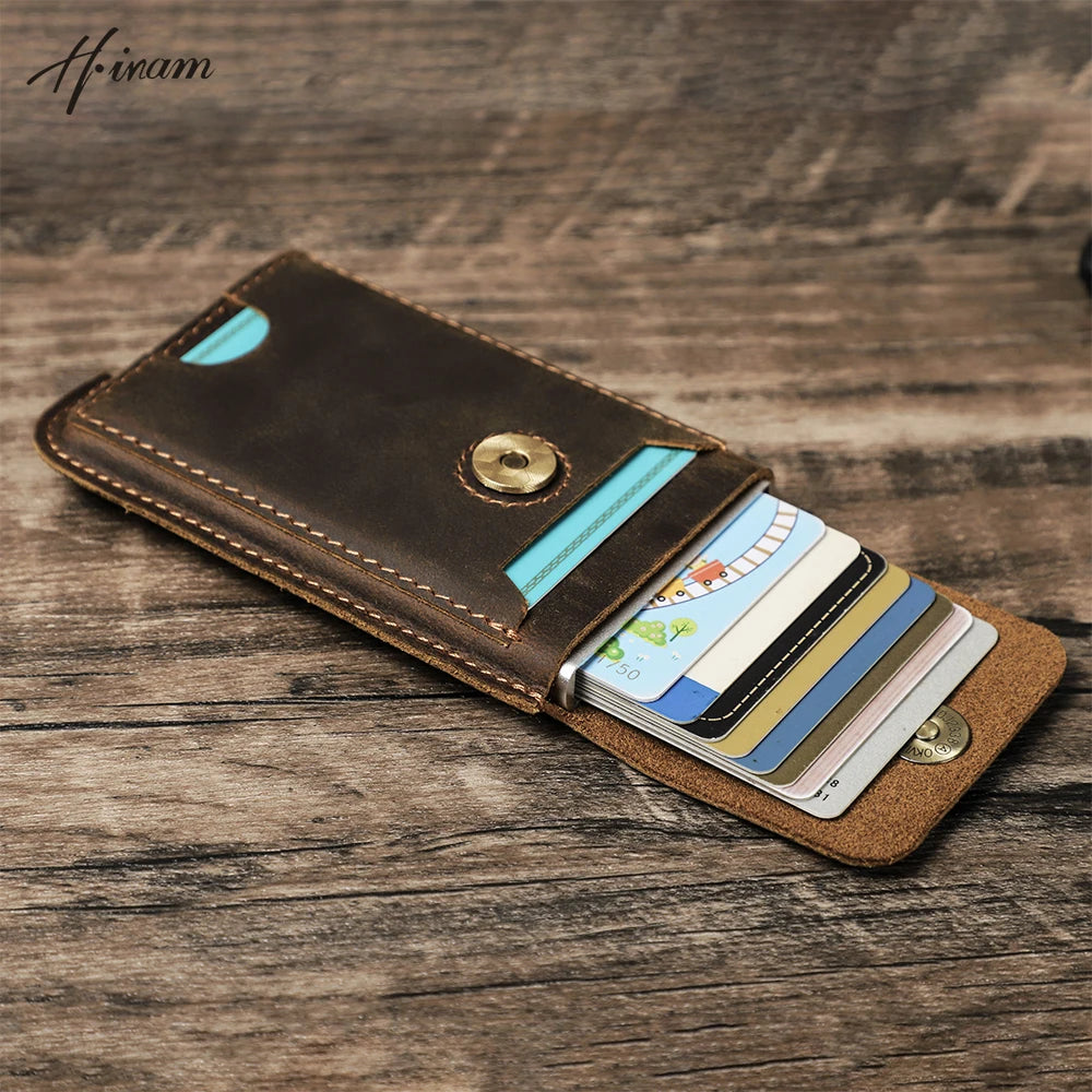 Hiram Vintage Genuine Leather RFID Blocking Card Holder Wallet for Men