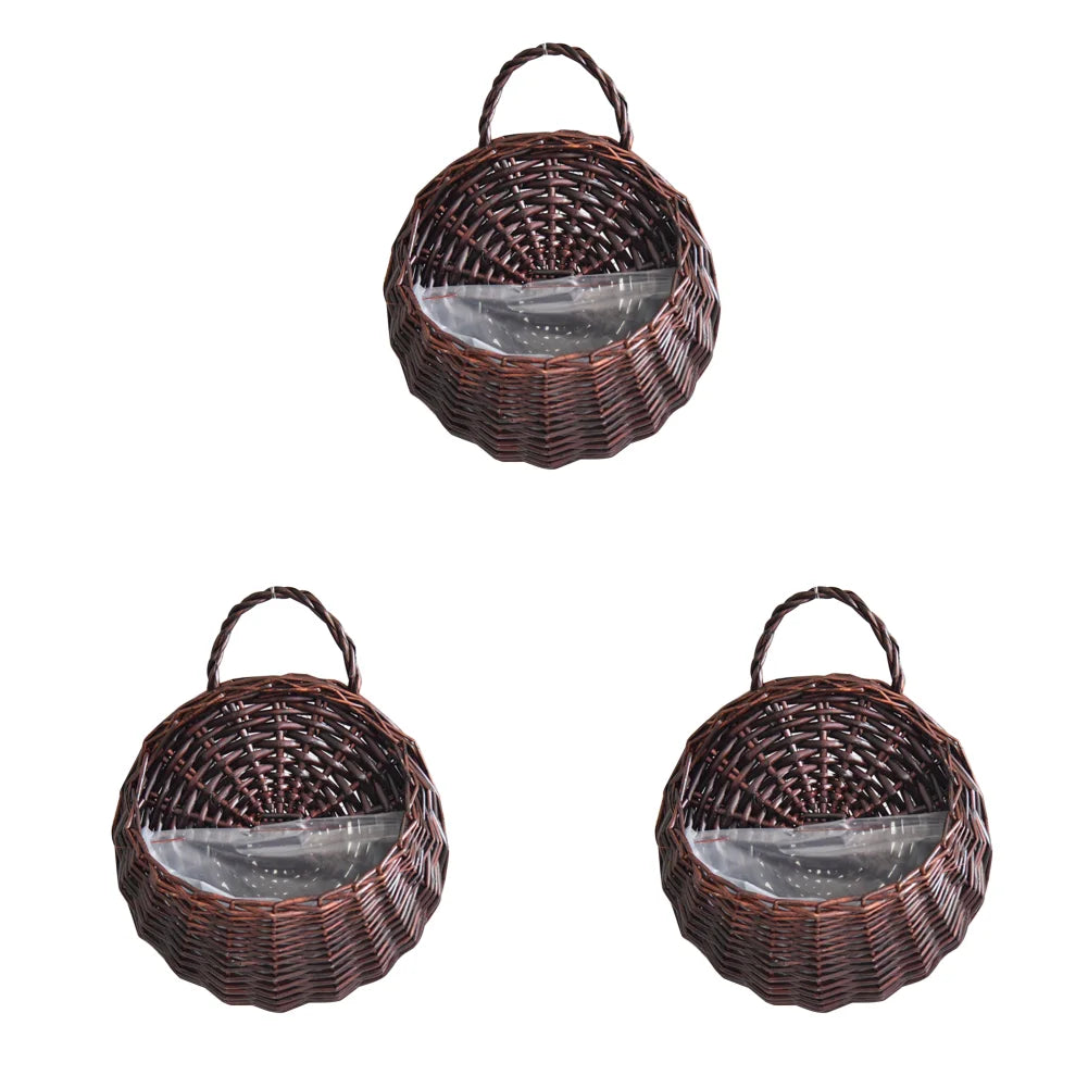 Wall Mounted Rattan Basket Hanging Planter