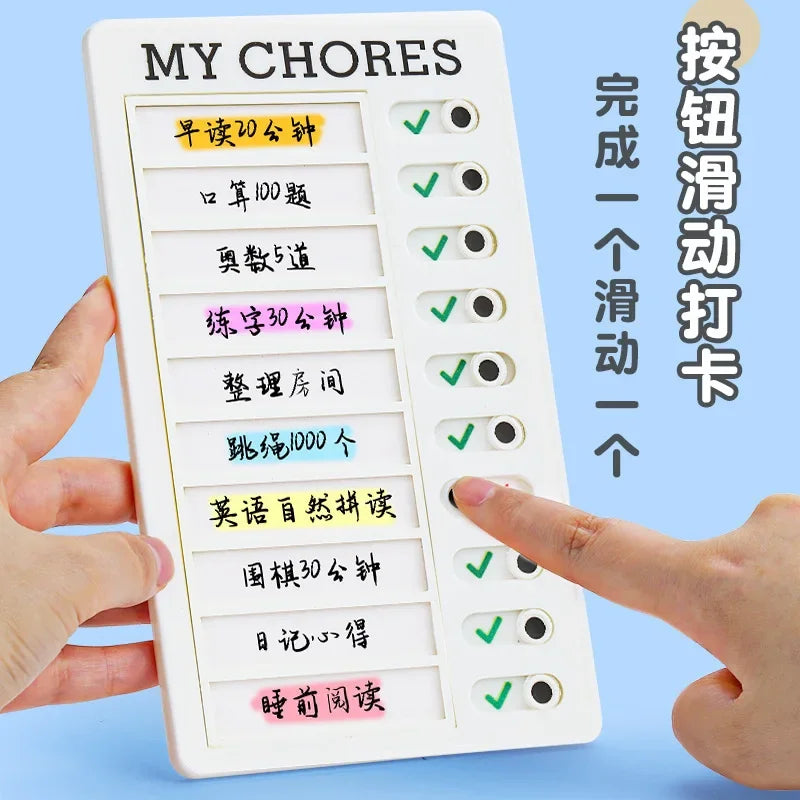 1 Pc Kids Chore Chart with 20 Pcs Blank Card,Plastic Checklist Board