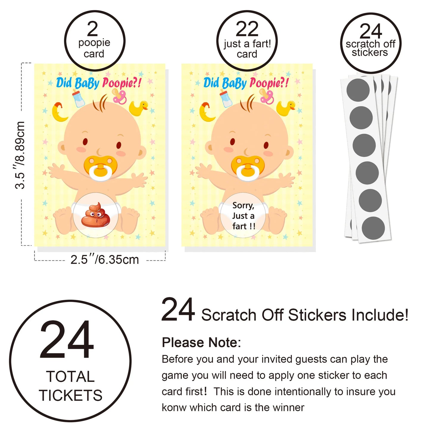 Baby Shower Party Gender Revealing Game Scratch Cards