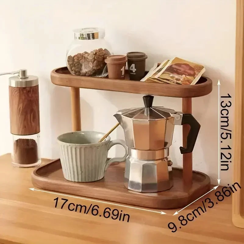 2-Tier Wooden Desktop Storage Shelf Organizer