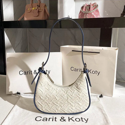 Pleated Crescent Shoulder Bag for Women