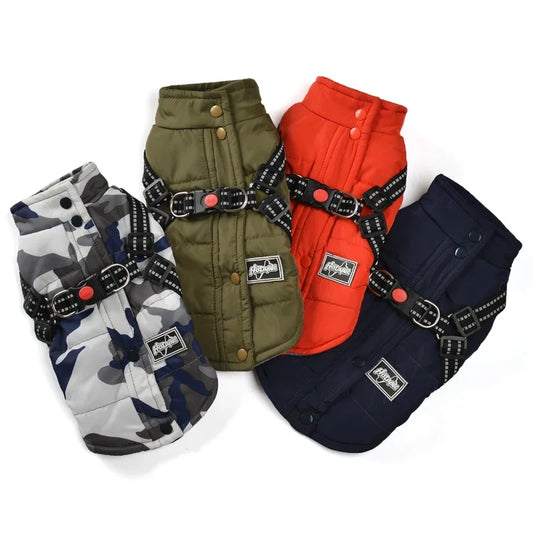 Winter Dog Vest Jacket with Harness