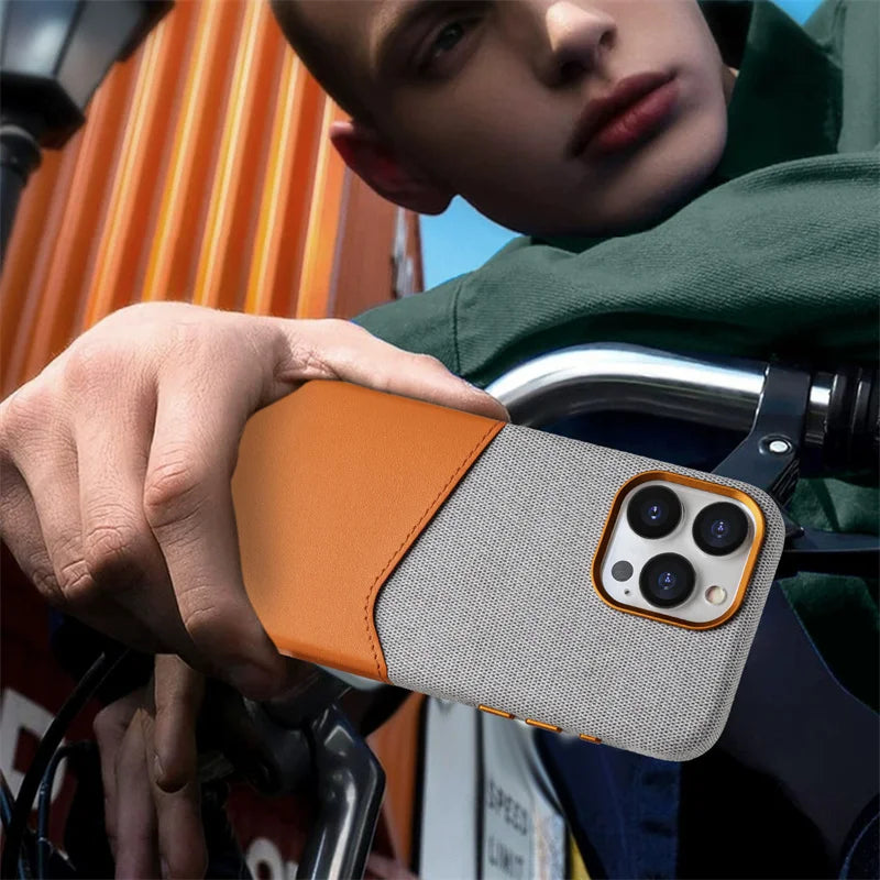 Double Leather Microfiber Magnetic Phone Case For iPhone