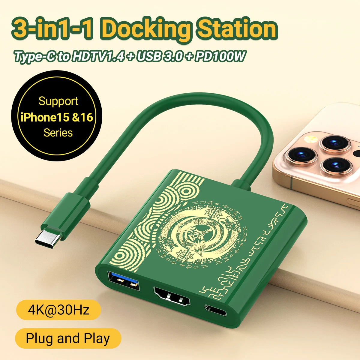 PD100W USB-C Game Docking Station with 4K HDMI Output