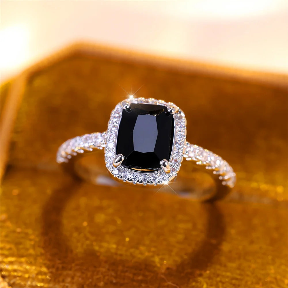 Luxury Black Zircon Stone Ring